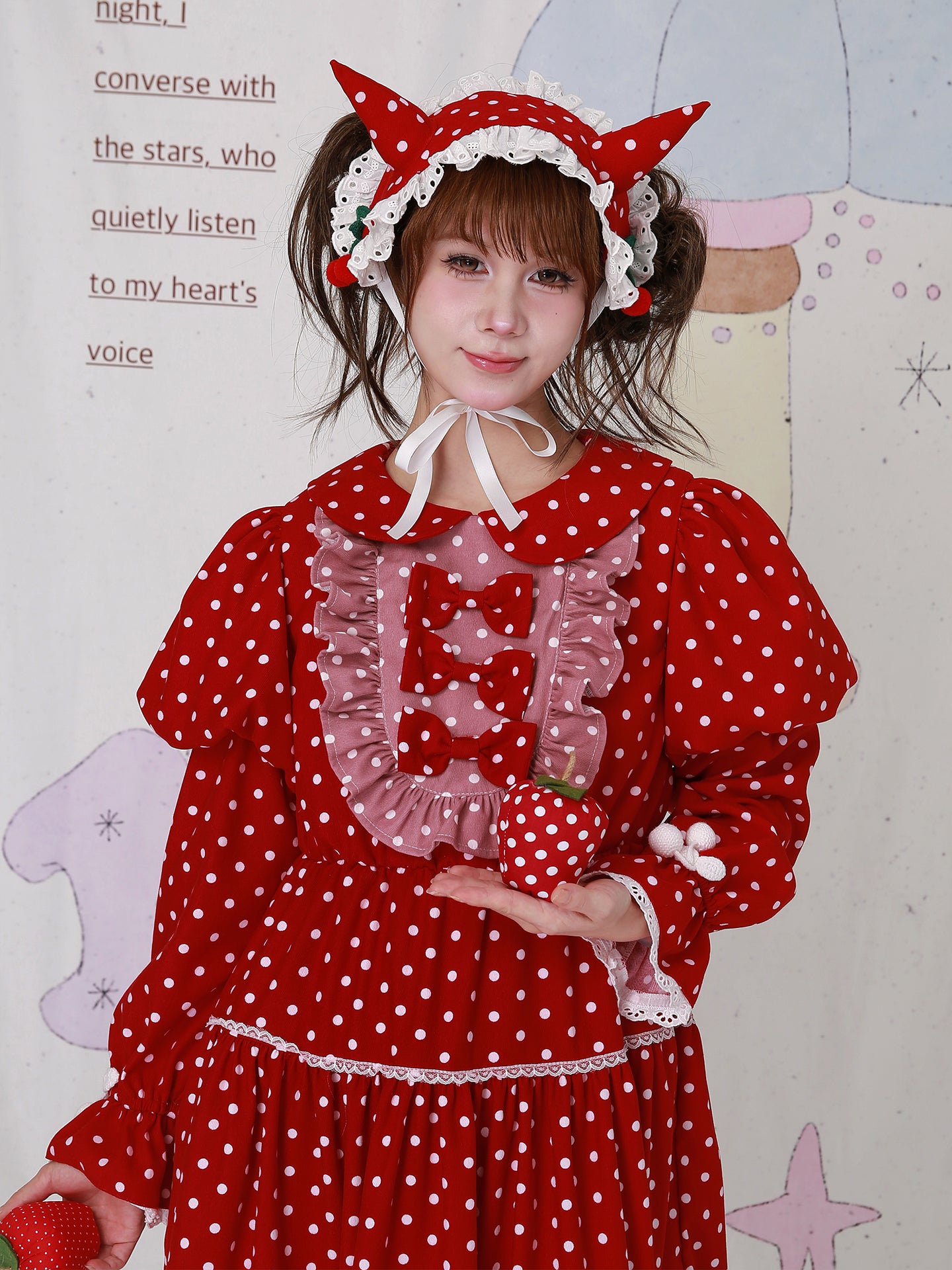 SOS MEME CLUB - Kawaii Red Polka Dot Christmas Dress Vintage Lolita Long Sleeve dress SOS MEME CLUB