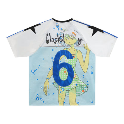 BlackBerry - Light Blue Y2K Jersey Top shirt BlackBerry