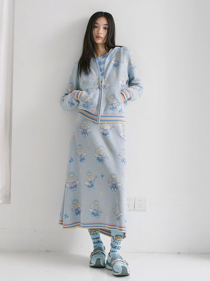 Tntntutu Setup Harajuku Angel Knit Hoodie & Skirt Set – Light Blue | tntntutu set tntntutu