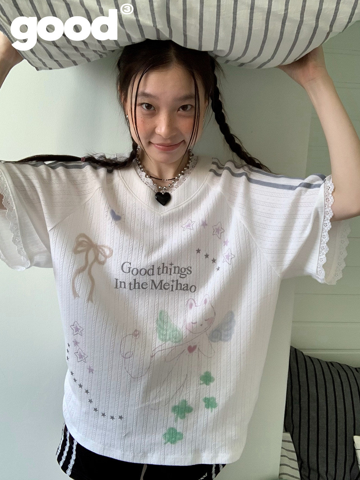 Meihao Store - Dreamy Graffiti Blokette Jersey T-Shirt