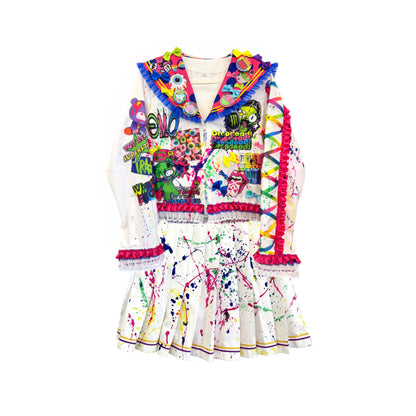 RedDevil - Colorful Decora Kei Sailor Uniform Set set Red Devil Set (Top + Skirt) S