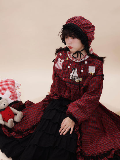 SemenCoicis - Vintage Doll Plaid Lace Tiered Skirt skirt SemenCoicis