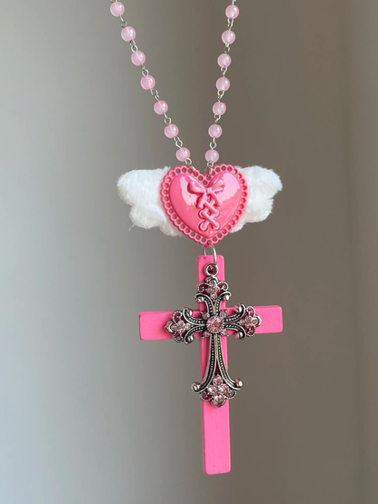 Kiwi Store - Y2K Large Angel Cross Necklace necklace kiwi store