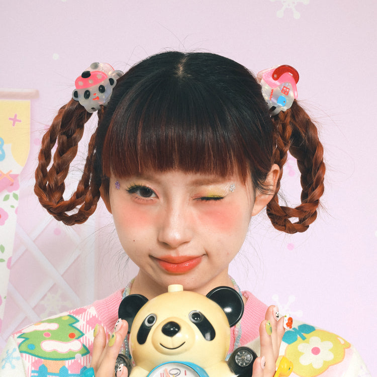 Lutra Jump Panda & House Hair Claw Clip | Kawaii Zircon Accent Grip | Decora Kei Acrylic Hair Clip hair clip Lutra Jump