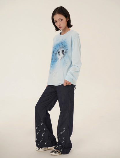 RabbitRain - Blue Storm Girl Oversized Sweatshirt shirt RabbitRain