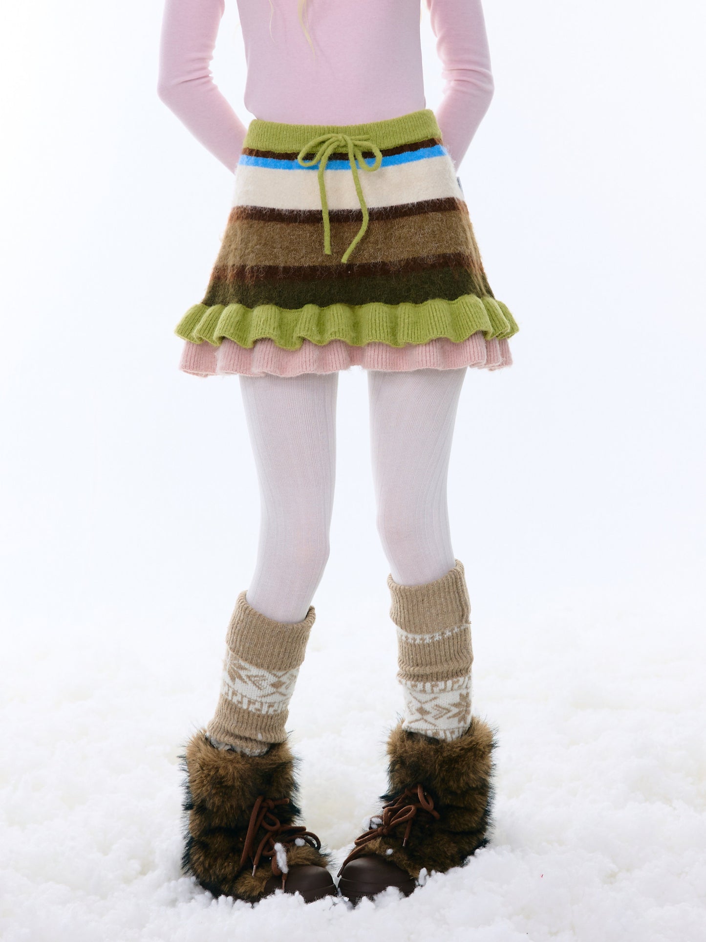 ziziFei - Girly Kei Striped Knit Skirt skirt ziziFei