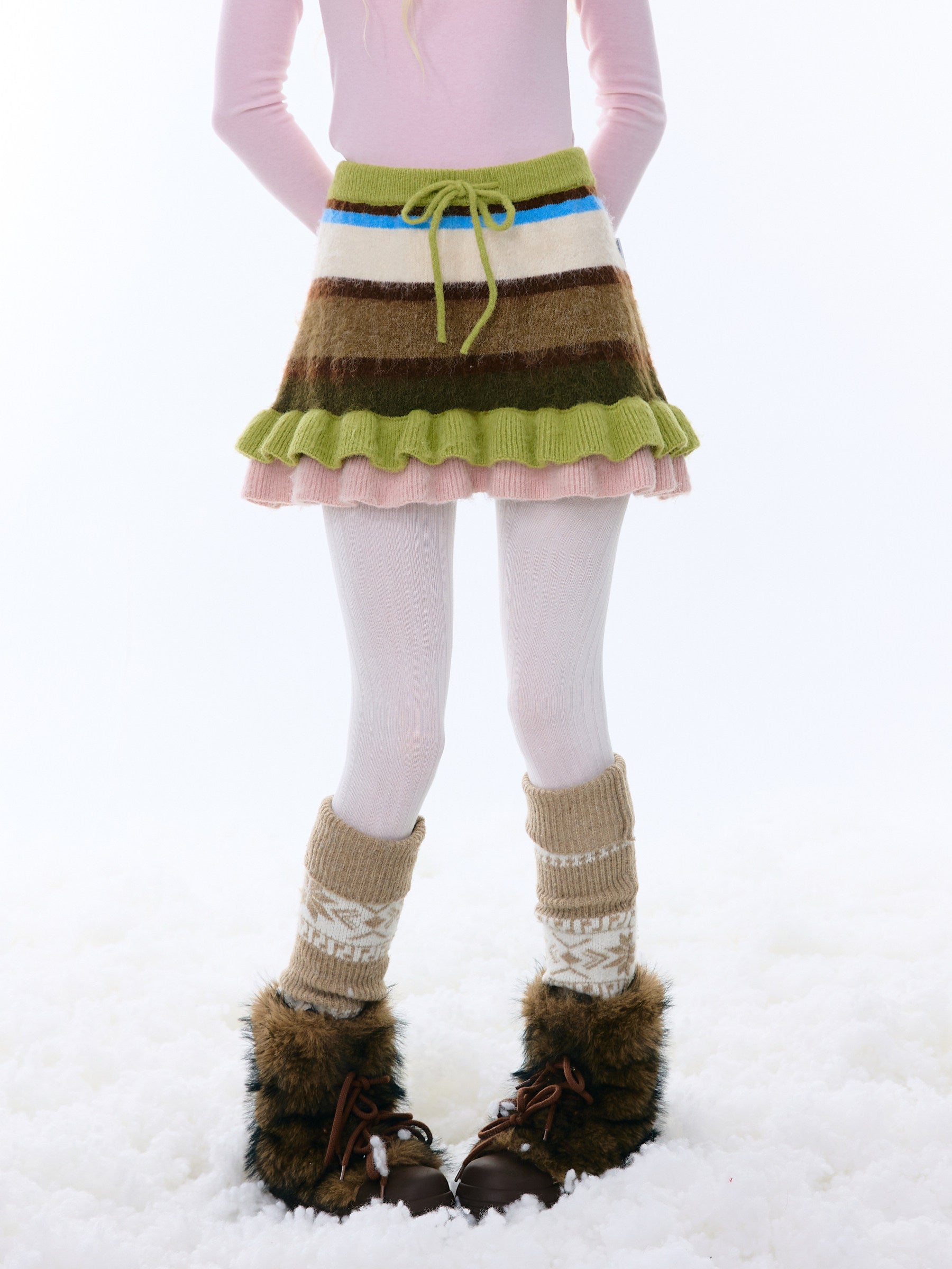 ziziFei - Girly Kei Striped Knit Skirt skirt ziziFei