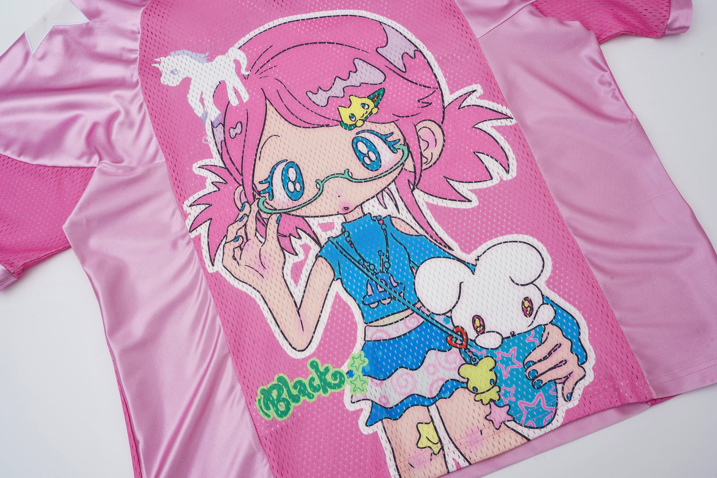 BlackBerry - Pink Graphic Girl Oversized Jersey Top shirt BlackBerry