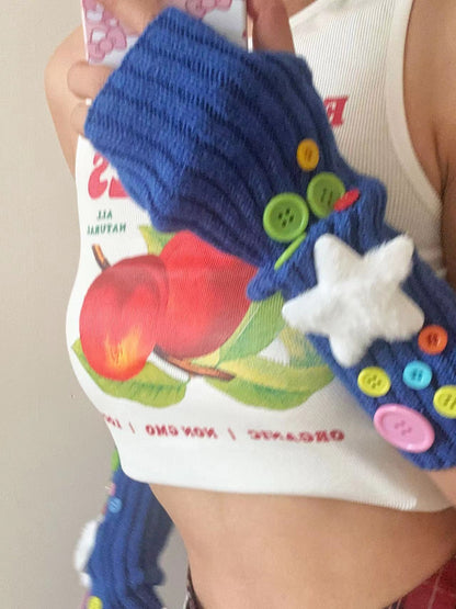 Hidden - Decora Knit Fingerless Gloves for Kawaii Sweet Girls sleeves hidden