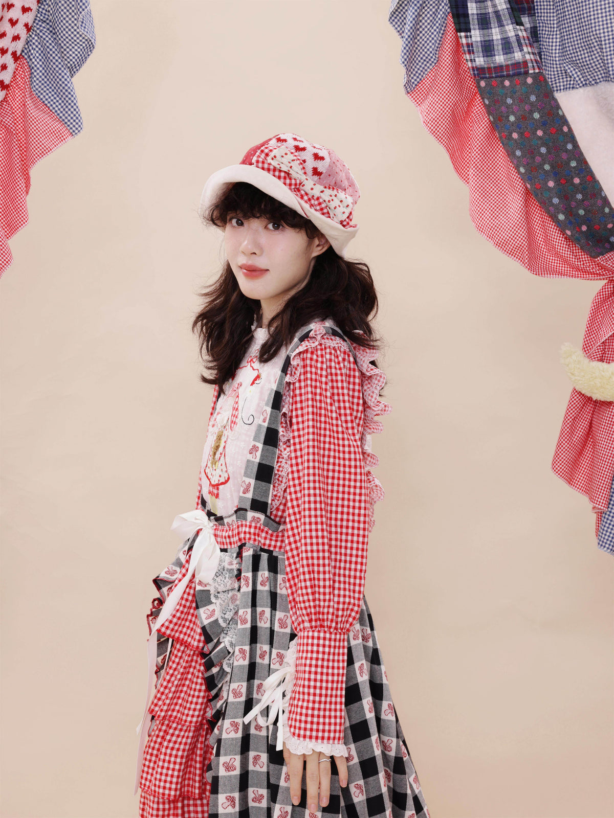 SemenCoicis - Vintage Doll Plaid Jacquard Lace Pinafore Dress dress SemenCoicis