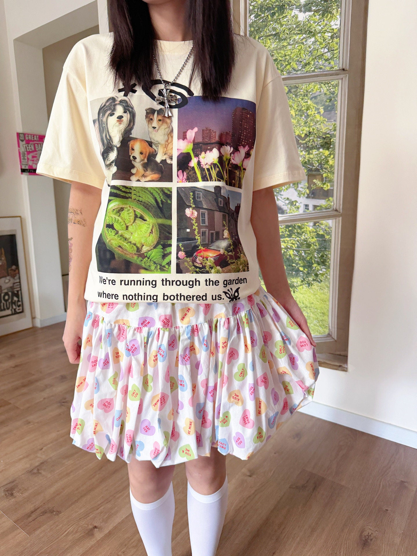 bunnybunnygun - Heart Print Bubble Skirt skirt bunnybunnygun
