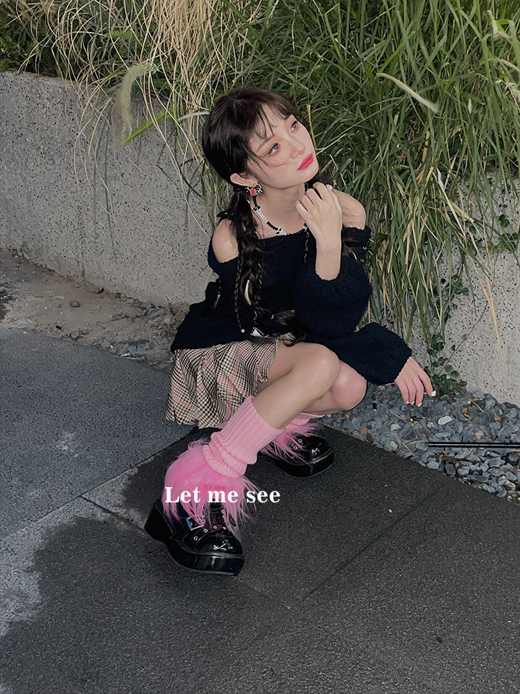 LET ME SEE Cute Leg Warmers | Fuzzy Knit Leg Warmers | Japanese Decora Style Shoe Covers