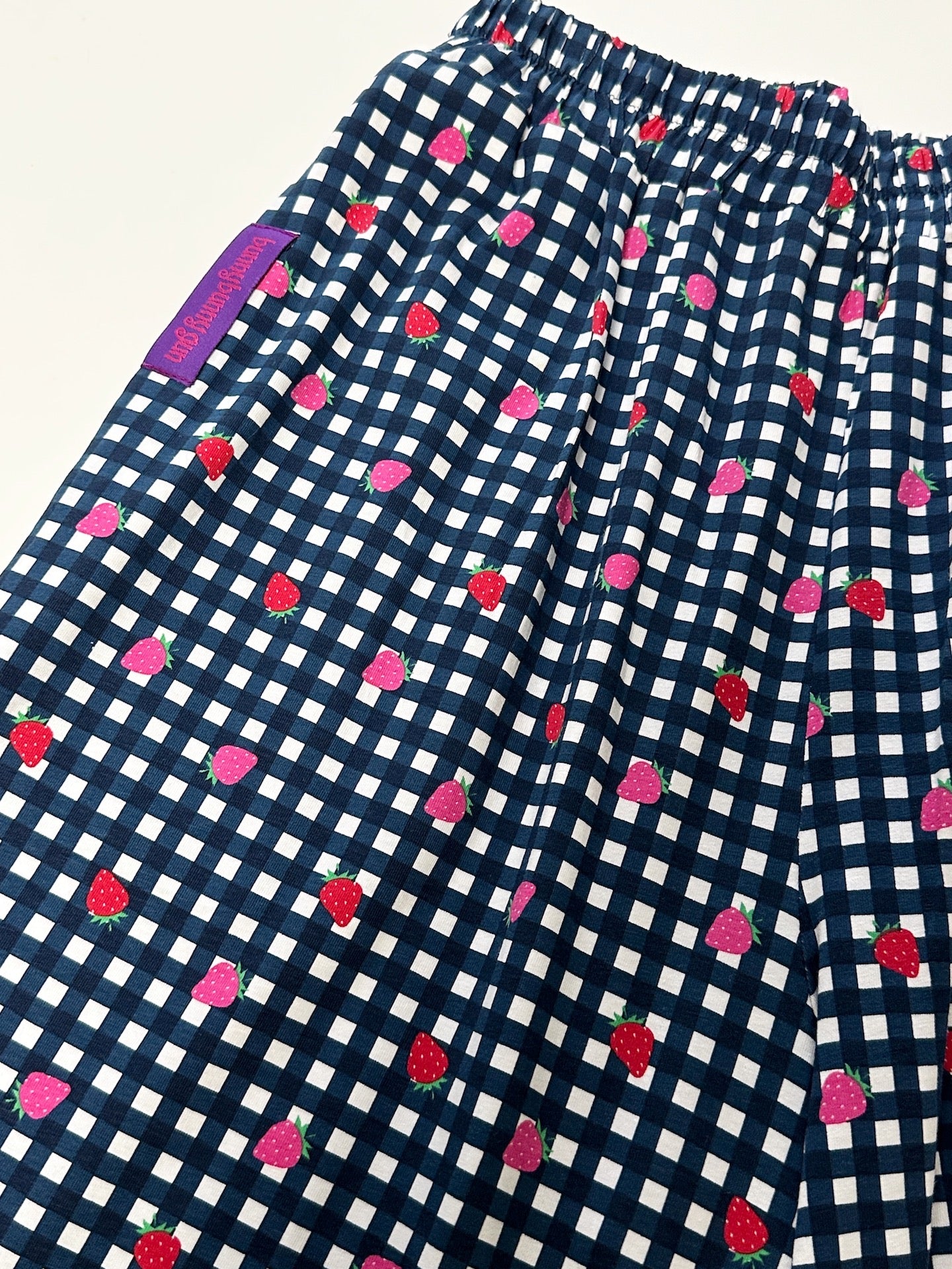 BunnyBunnyGun - Harajuku Wide Leg Pants Strawberry Print Plaid Oversize pants bunnybunnygun