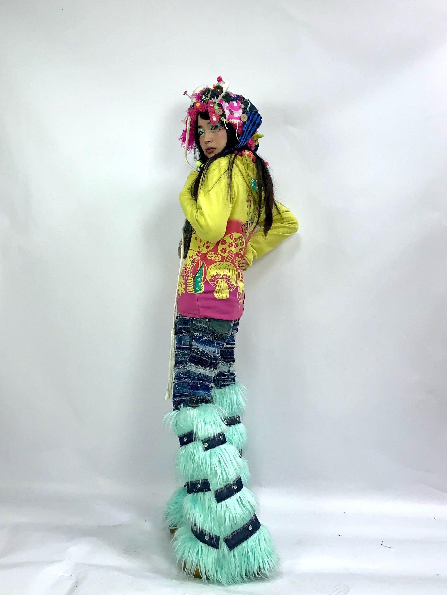 SaraPhines - Blue Furry Remake Denim Pants pants SaraPhines