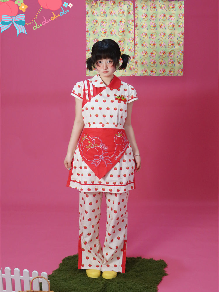 Kawaii Qipao Dress – Tomato Button Patchwork dress LULULULU