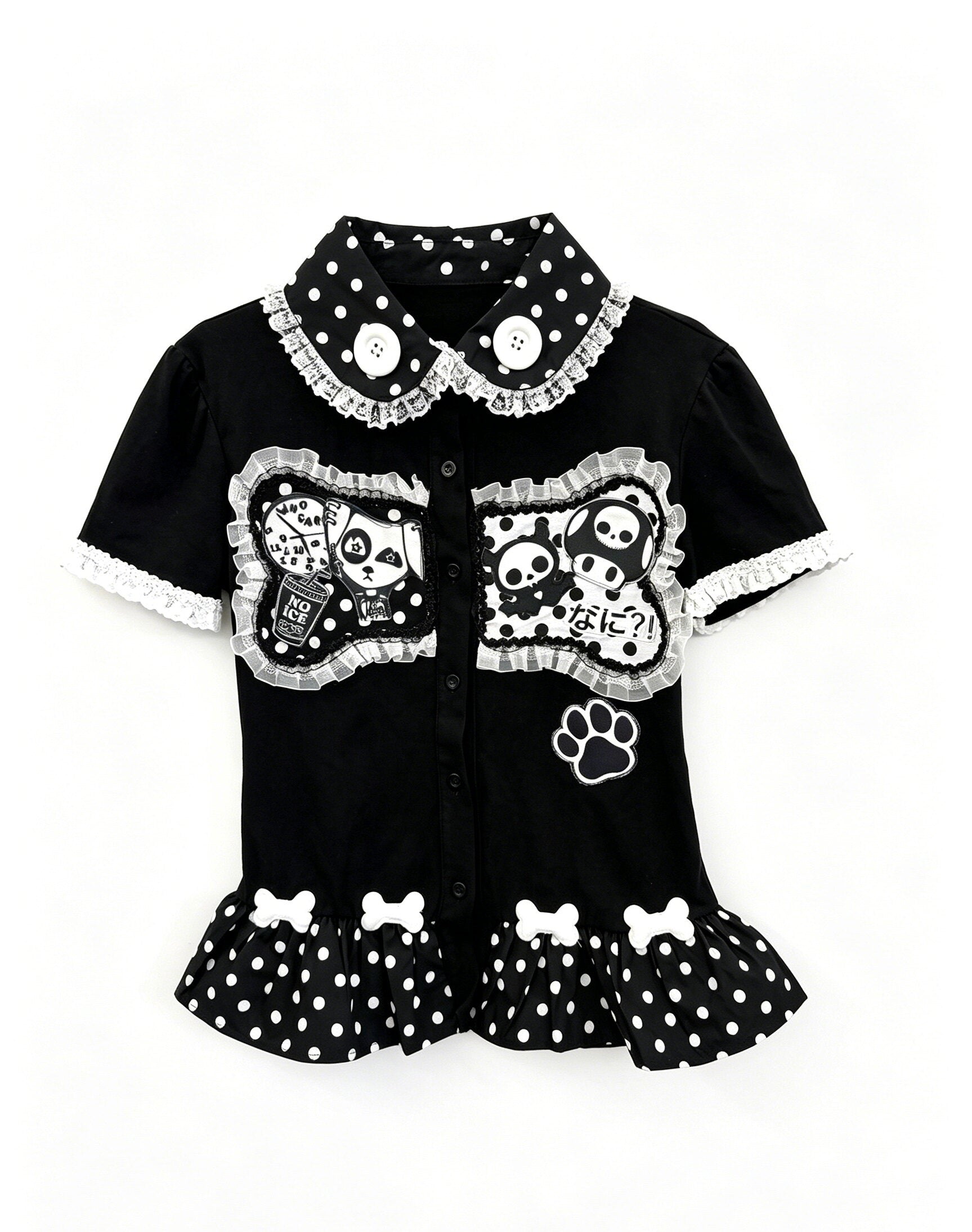 RedDevil - Bone Polka Dot Doll Collar T-Shirt blouse Red Devil 1