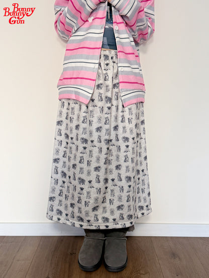 bunnybunnygun - Pink Stripe Skull V-Neck Cardigan cardigan bunnybunnygun