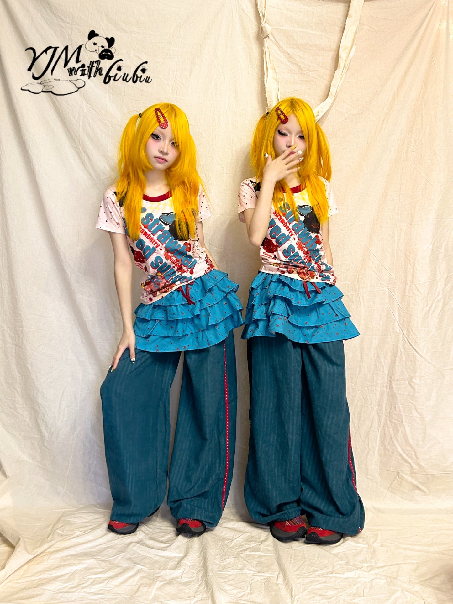 YJM with biubiu Layered Cake Skirt | Harajuku Polka Dot Bow Skirt skirt YJM with biubiu