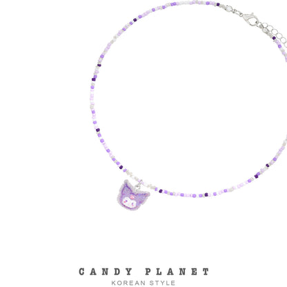 Candy Planet - Decora Kei Kuromi Purple Sugar Beaded Necklace necklace candy planet