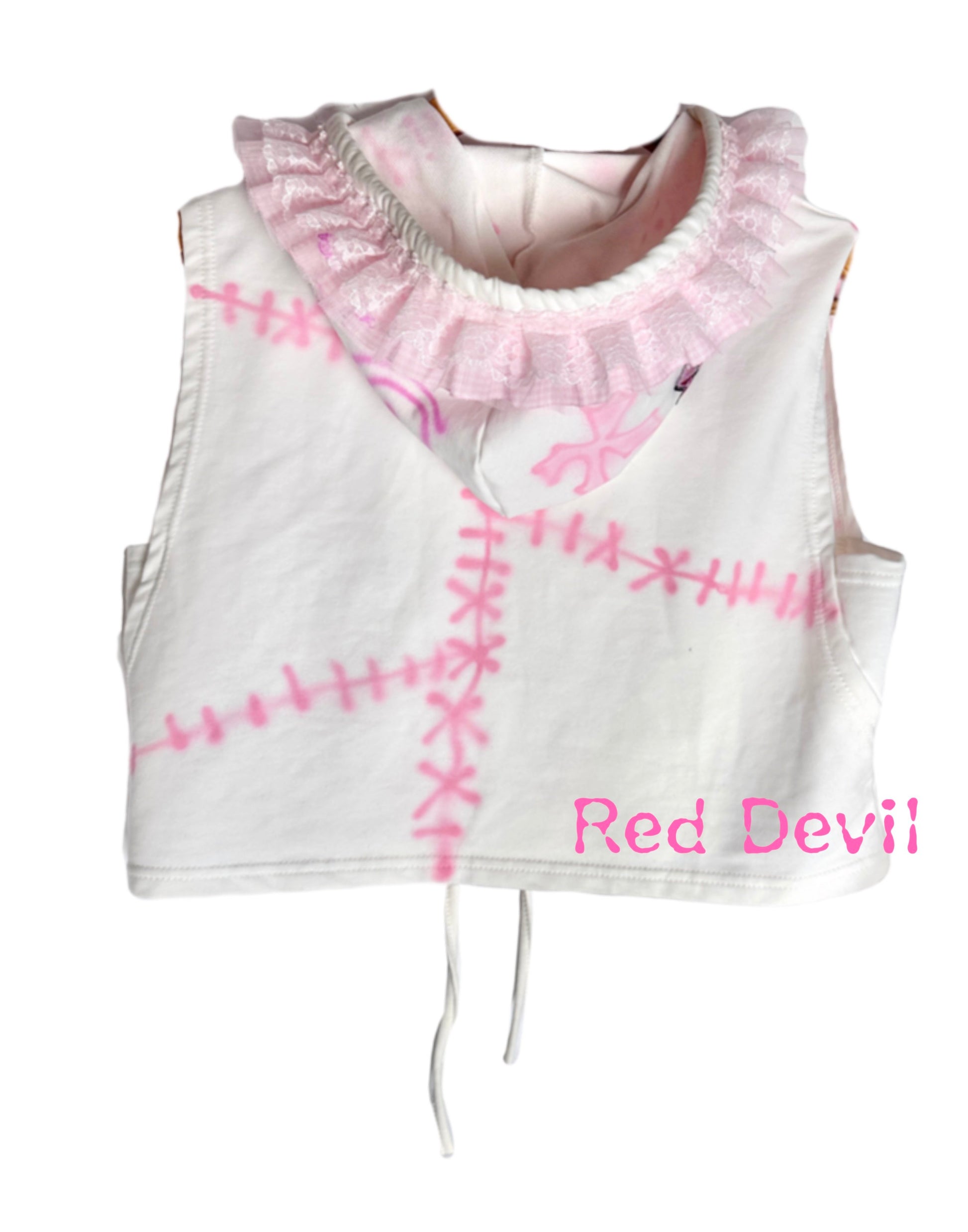 Red Devil - Decora Kei Lace Hooded Vest Top vest Red Devil