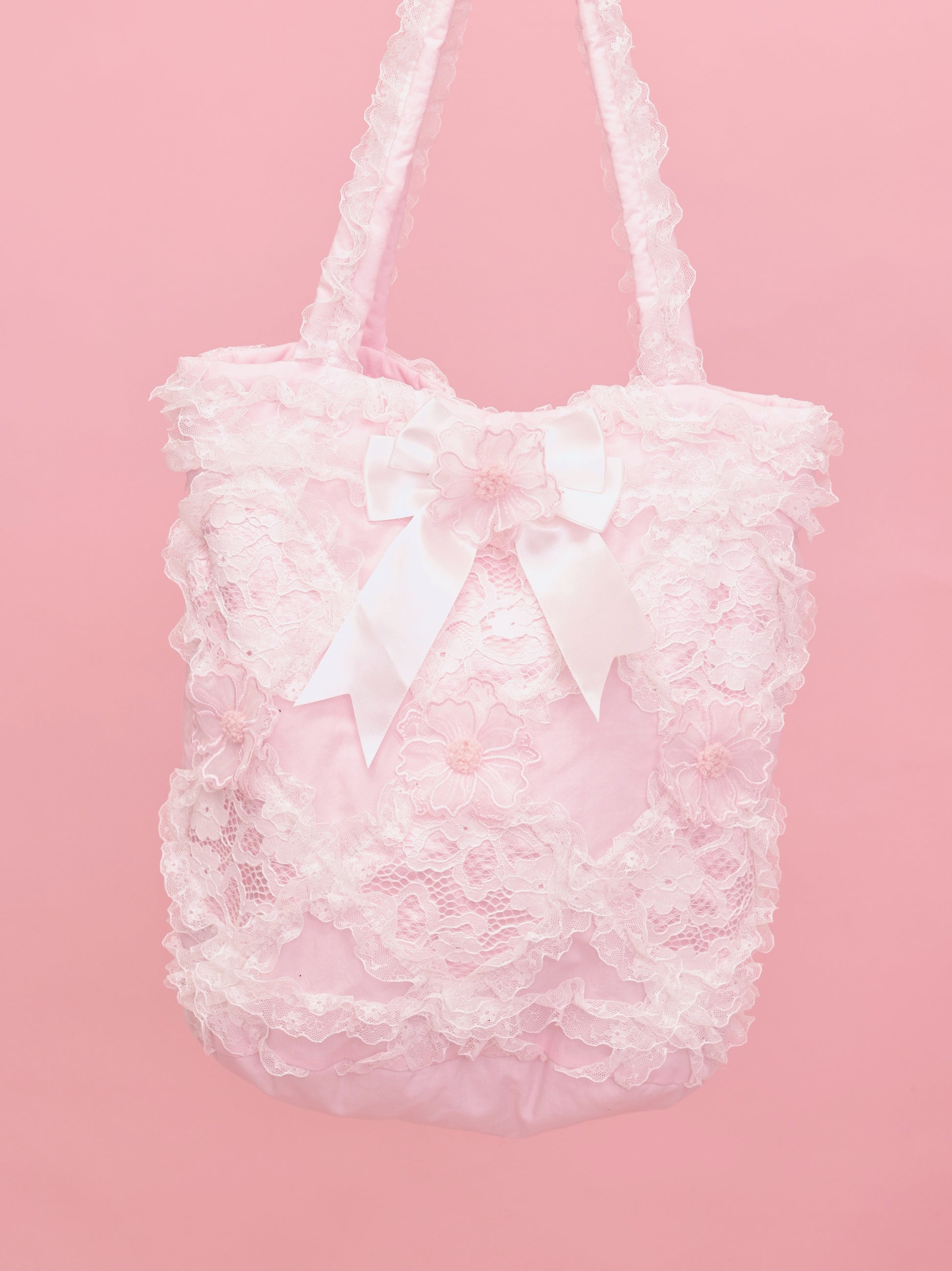 SemenCoicis - Kawaii Lace Satin Shoulder Bag bag SemenCoicis Pink