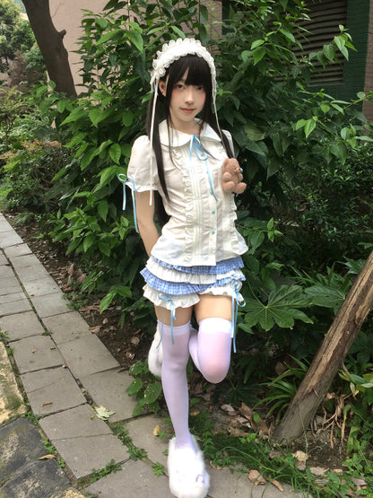 MAMAWEI - Kawaii Printed Blouse & Cake Skirt-Pants set MAMAWEI