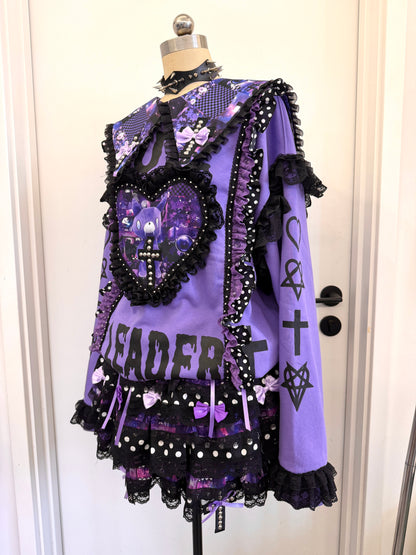 RedDevil - Black & Purple Starry Dot Lace Puff Skirt skirt Red Devil