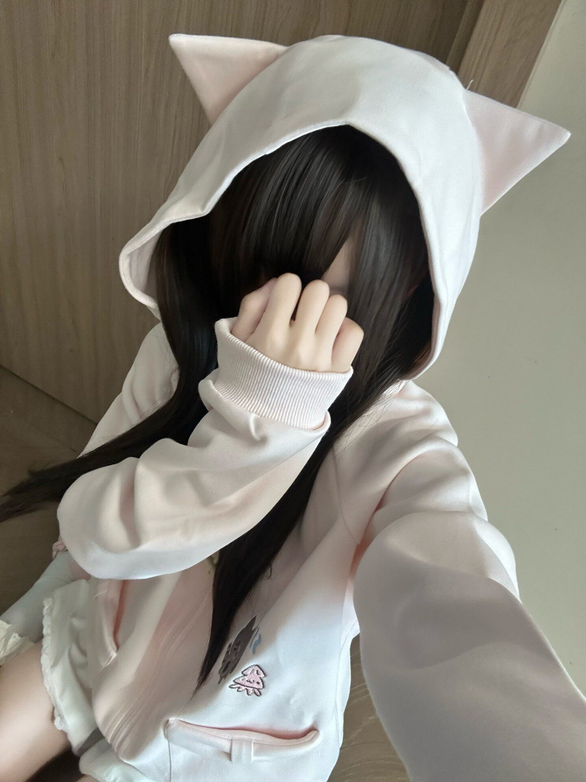 Blurred Bear - Cat Embroidered Hoodie & Mini Skirt Set hoodie Blurred Bear