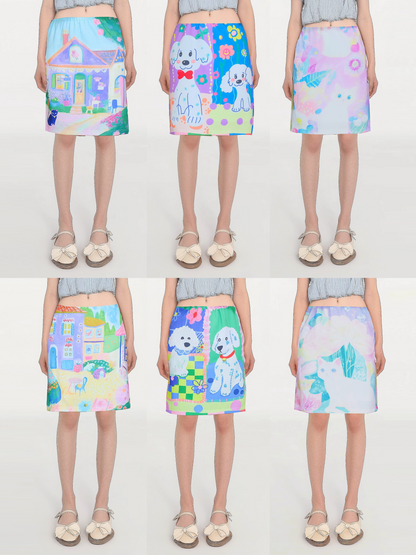MeowMeow Bug - Decora Kei Double Print A-Line Skirt skirt MeowMeow Bug