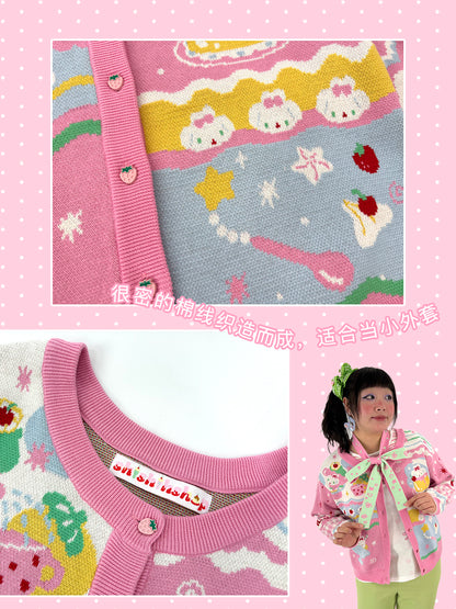 shishihshop - Strawberry Puppy Cotton Cardigan cardigan shishihshop
