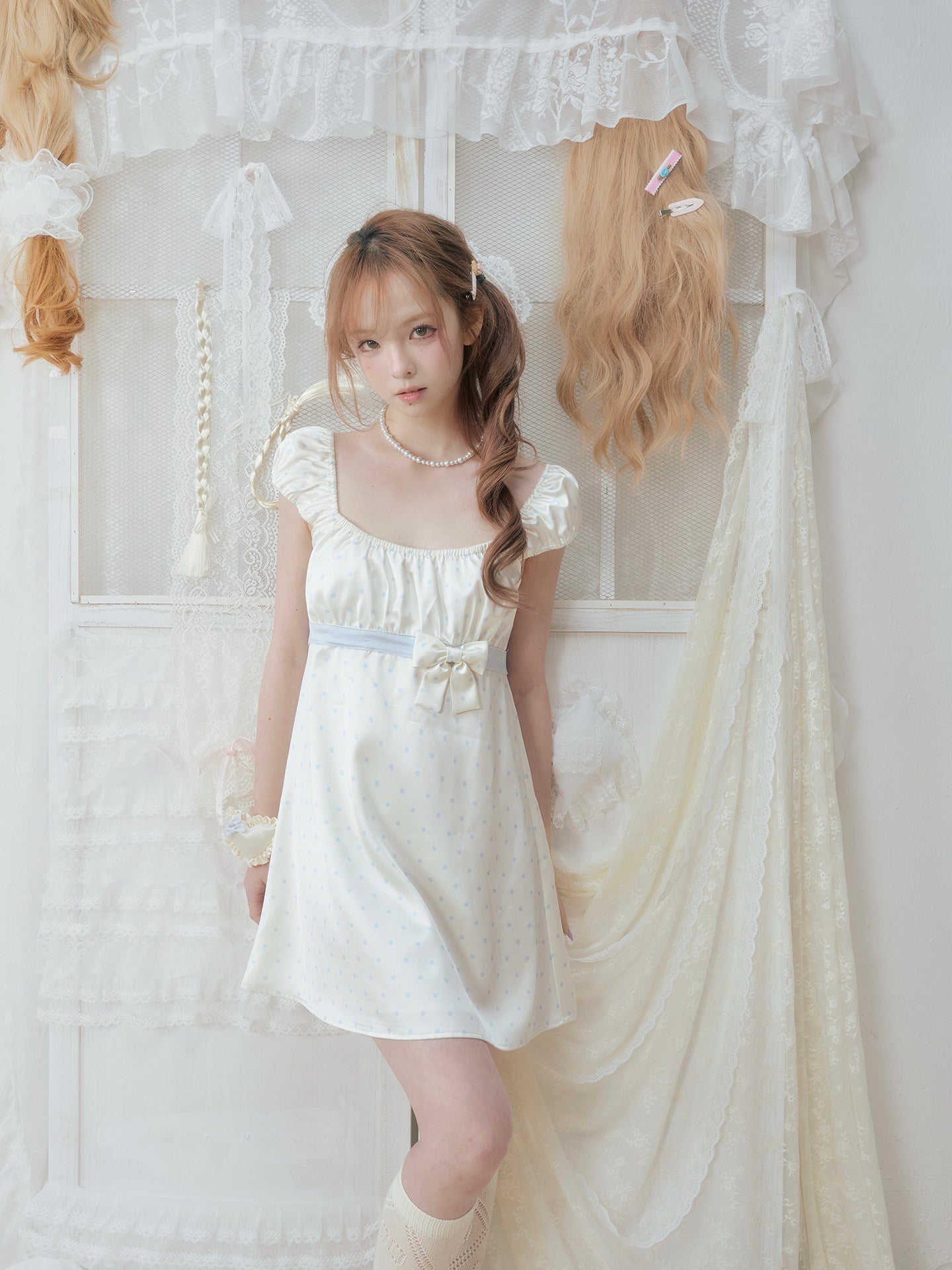 SOS SEAMSTRESS - Cream Polka Puff Dress dress SOS SEAMSTRESS