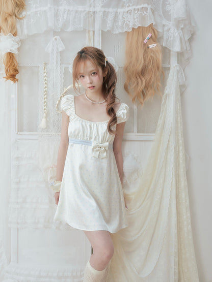 SOS SEAMSTRESS - Cream Polka Puff Dress dress SOS SEAMSTRESS