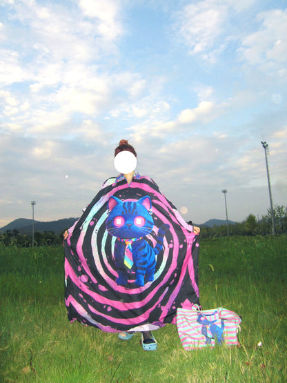 LEERROO - Y2K Dopamine Print Oversized Shirt Dress cape Leerroo