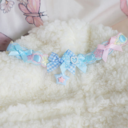 MaoJiang - Decora Kei Ribbon Bow Choker Necklace necklace maojiang Blue