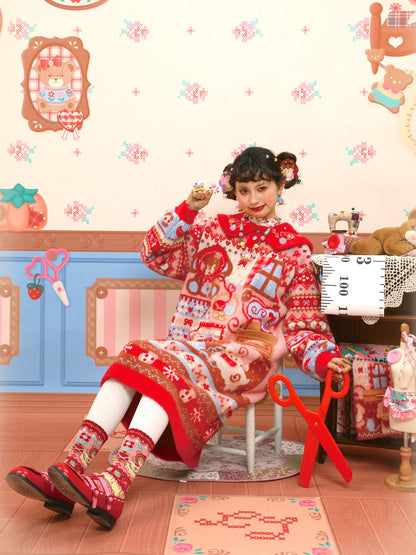 Lutra Jump - Decora Faux Fur Sailor Knit Dress dress Lutra Jump