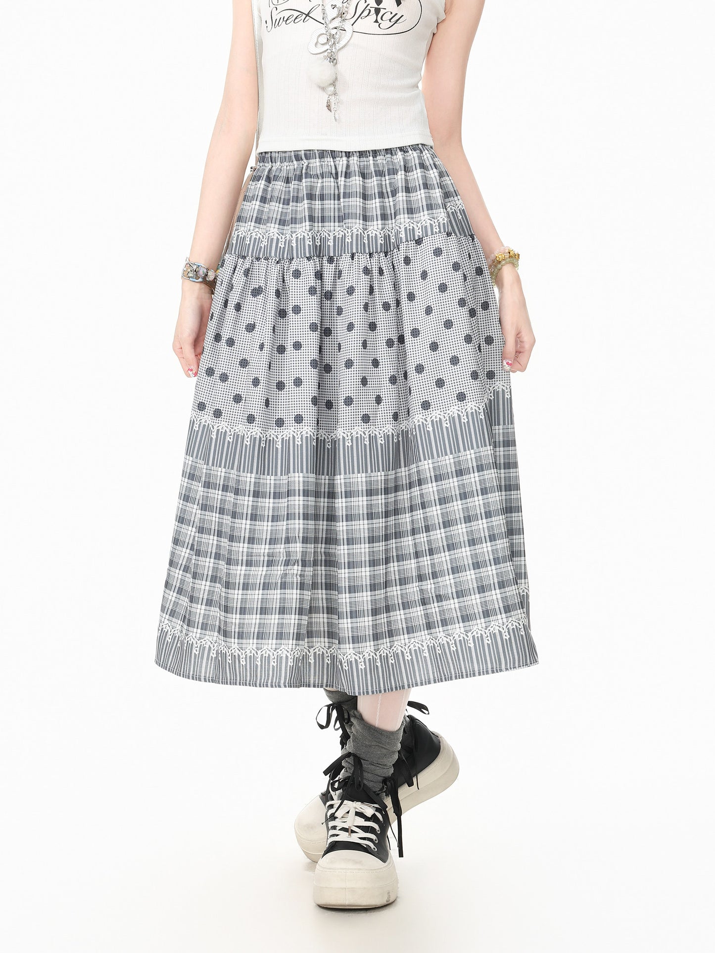 Languid Park - Polka Dot Plaid Puff Skirt
