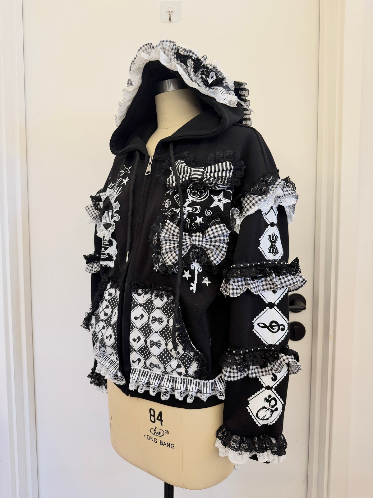 Red Devil - Black and White Bunny Ear Lace Jacket hoodie Red Devil