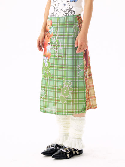 sillysis - Plaid Bear Mesh Skirt skirt sillysis