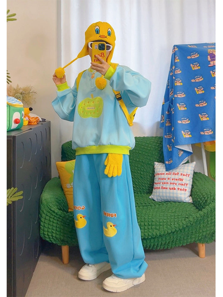 KURIOSITAET - Decora Kei Blue Pullover Sweatshirt sweatshirt KURIOSITAET