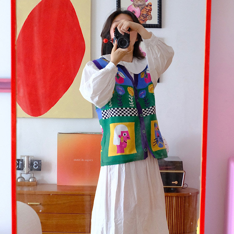 uodycoco – Colorblock Knit Vest Top vest uodycoco