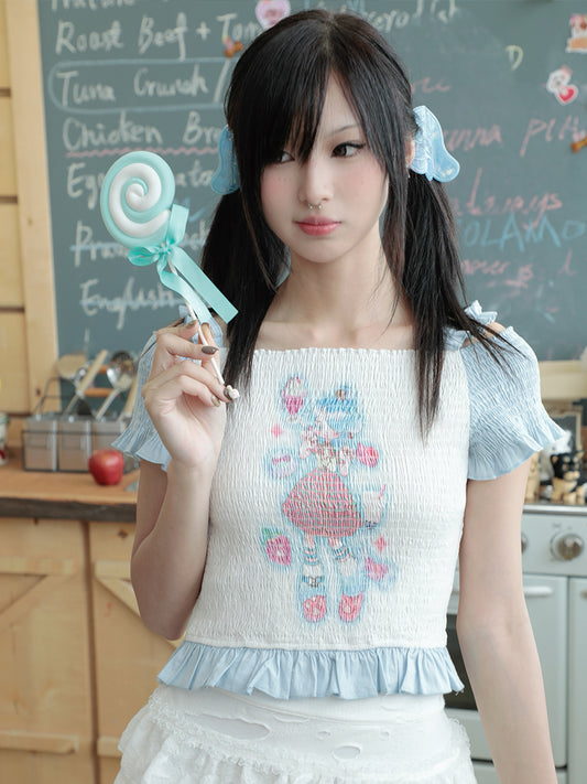 Hashtag DDD - Kawaii Off-Shoulder Shirred Strap Tee tshirt Hashtag DDD