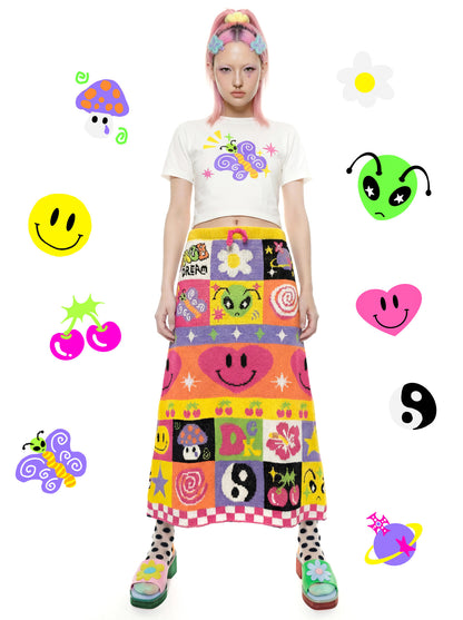 DeadEndKids - Decora Rainbow Knit Elastic Skirt skirt DeadEndKids