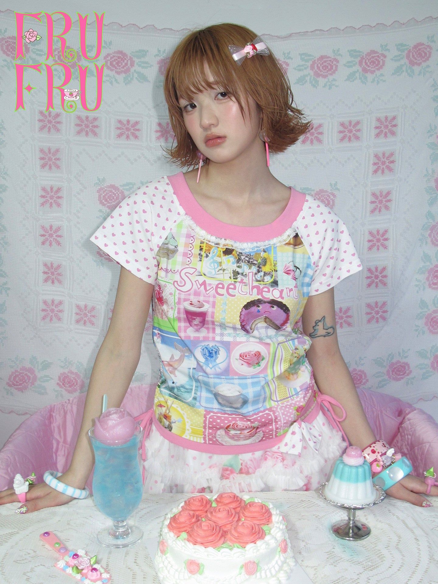 frufru - Cute Cake Print Cotton Tee tshirt frufru