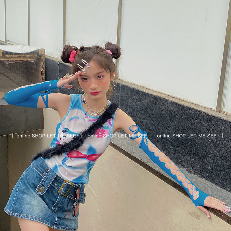 LET ME SEE Cross Strap Arm Sleeves | Multicolor Hollow-Out Sleeves sleeves Land Decora