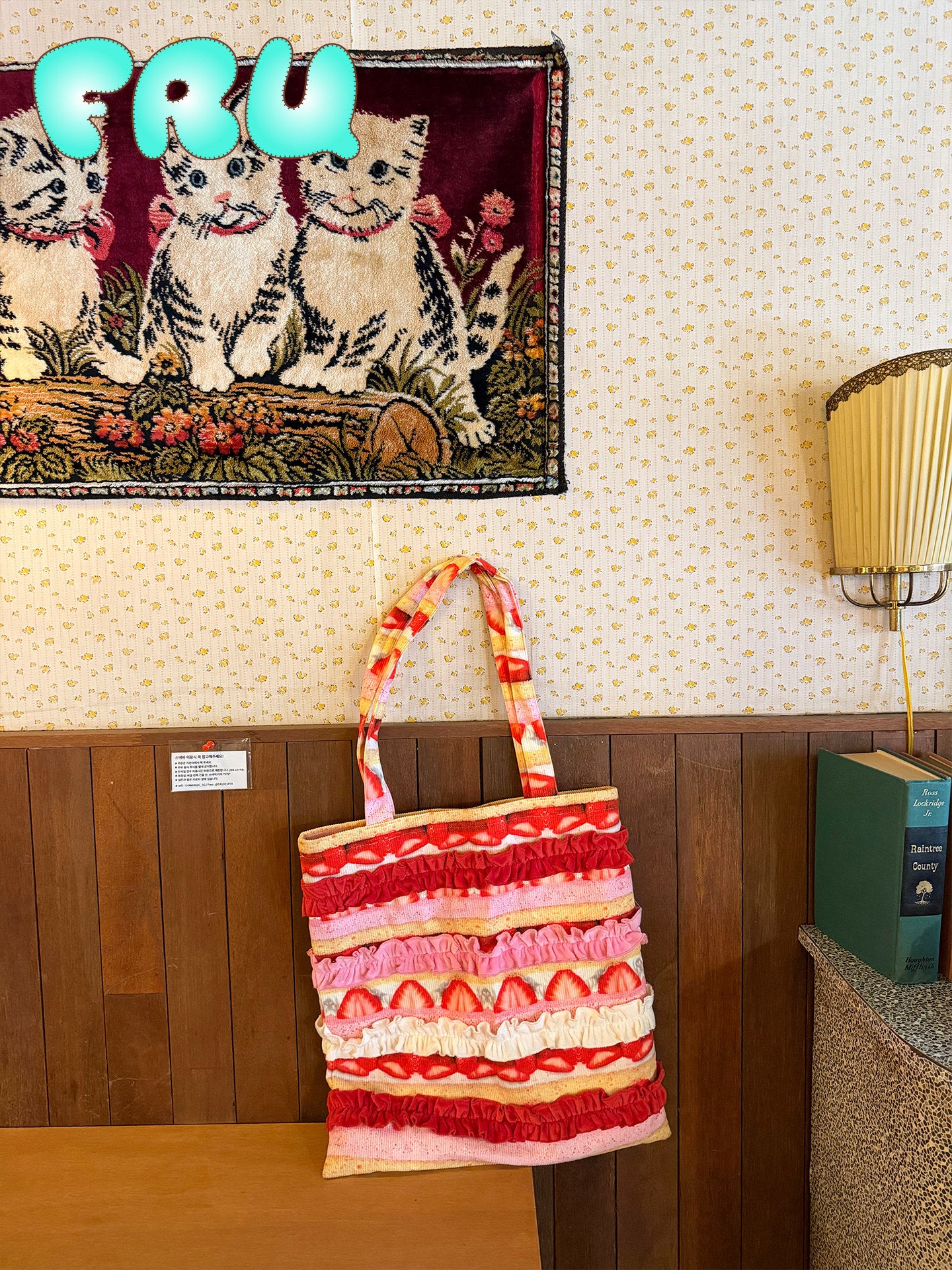 Kawaii Strawberry Cake Canvas Tote - frufru | Land Decora