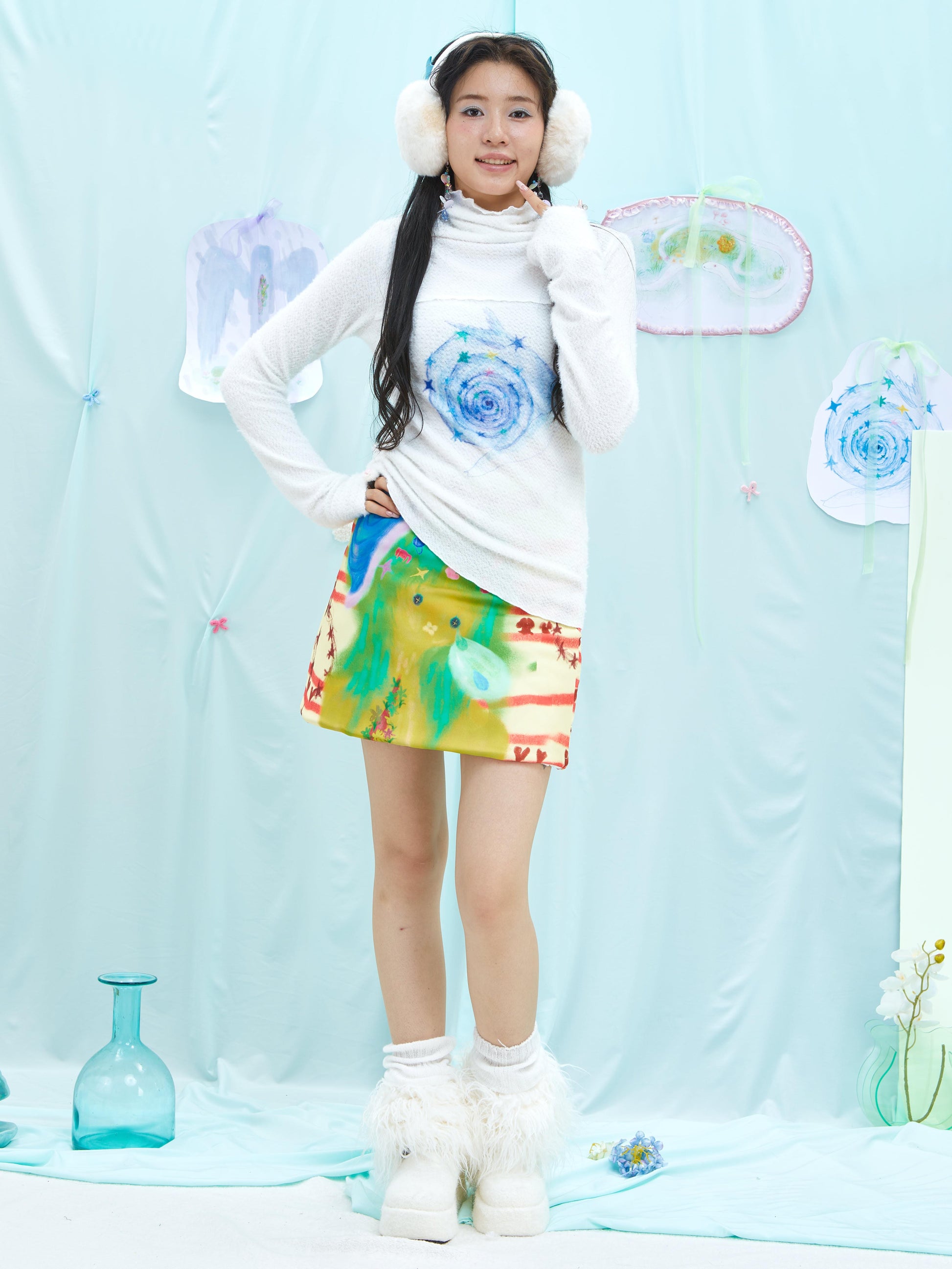 Harajuku Skirt Colorful A-line Skirt Dopamine Prints Skirt skirt Moon Meadow