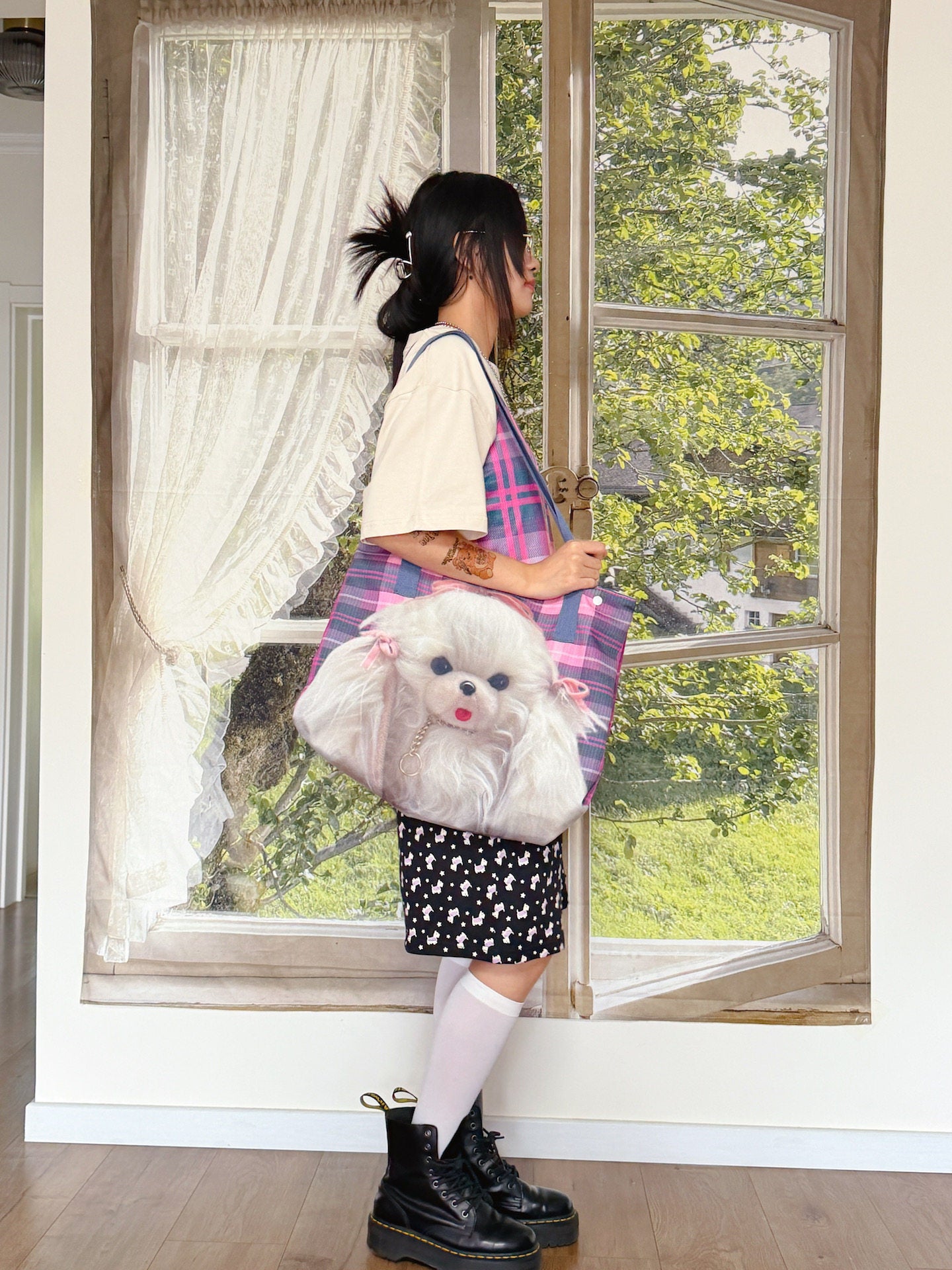 bunnybunnygun - Plaid Canvas Tote Bag bag bunnybunnygun