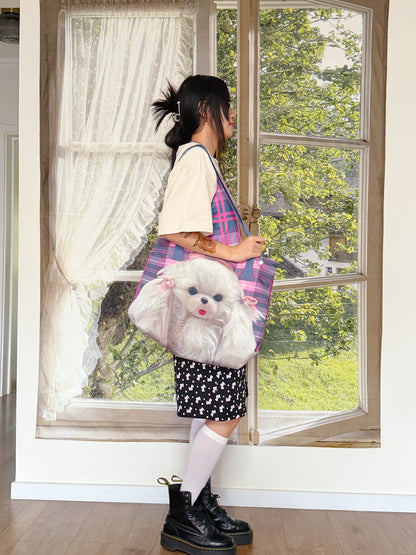 bunnybunnygun - Plaid Canvas Tote Bag bag bunnybunnygun