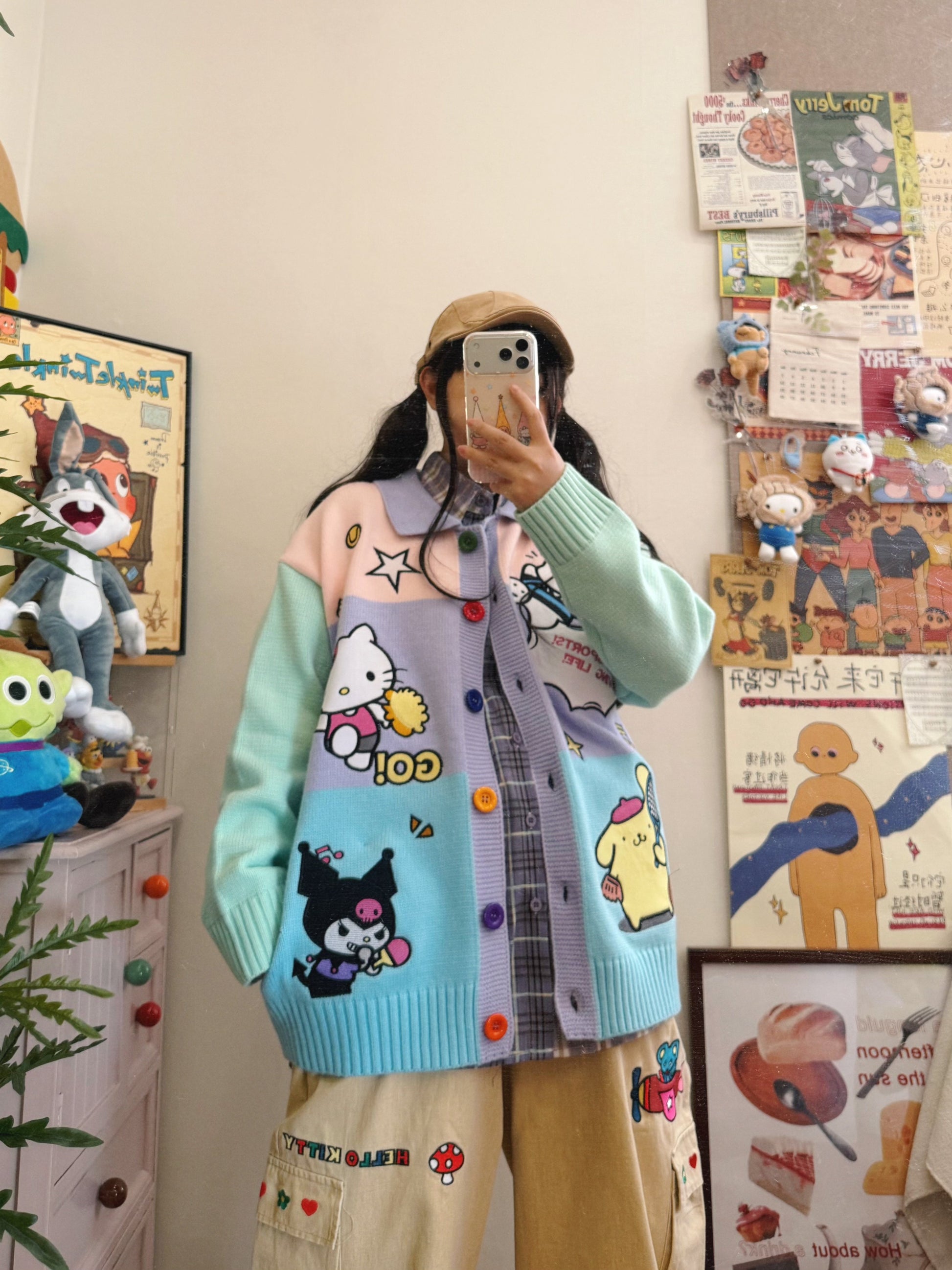 BIBULU - Kidcore Cartoon Embroidered Cardigan cardigan BIBULU