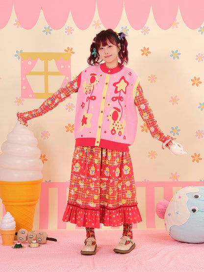 NIKKOU - Kawaii Dog Car Knit Vest Sweater cardigan Nikkou home